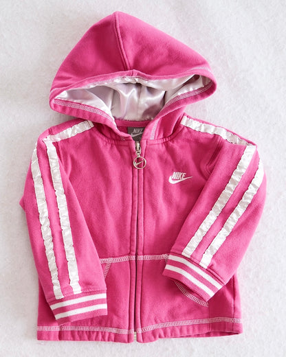 Y2K Nike Satin Stripes Zip Hooded Sweatshirt: 24m - Yellow Clover Vintage Kids Clothes