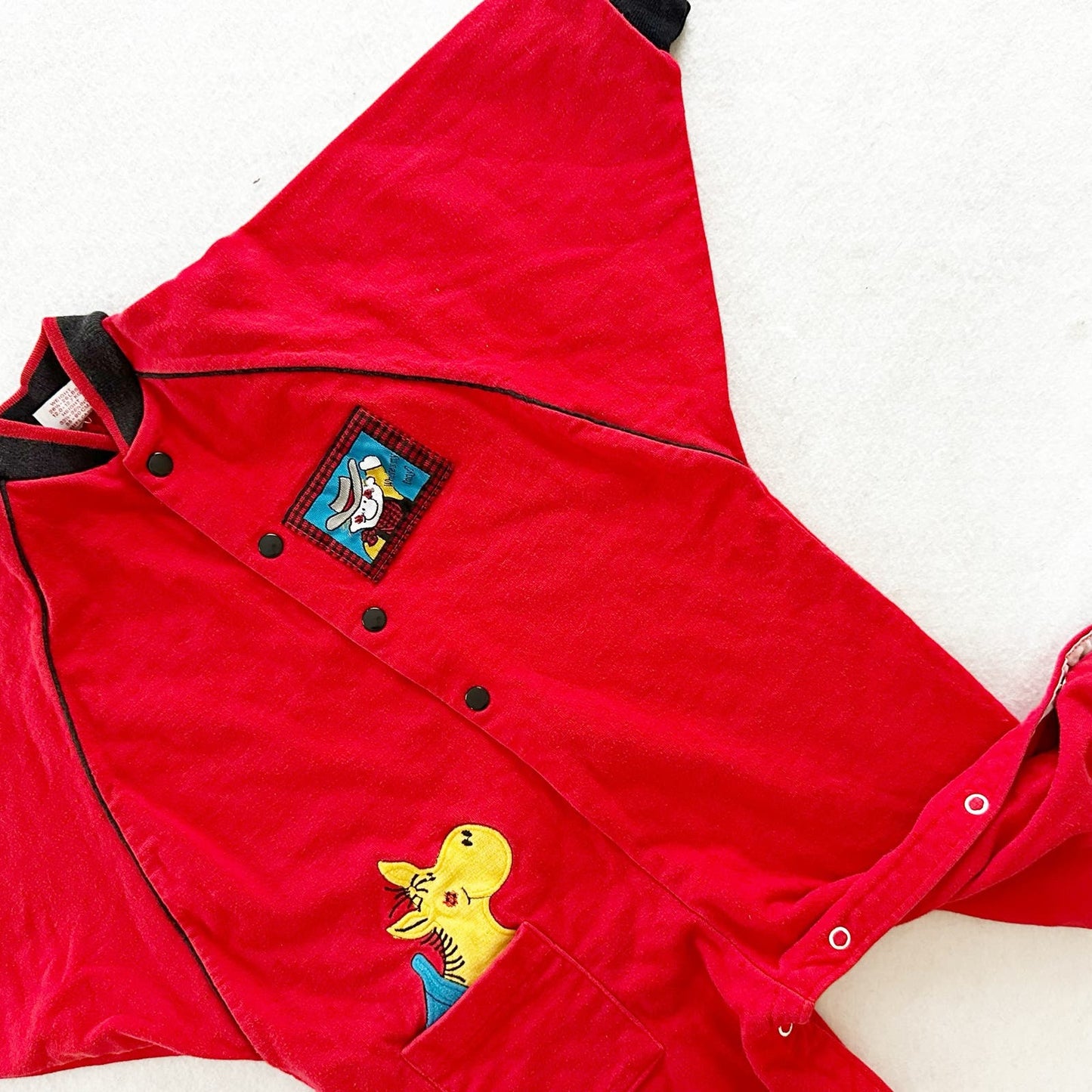 Vintage Buster Brown Cowboy and Horse Baggy Cut Jumpsuit Romper: 18/24m? - Yellow Clover Vintage Kids Clothes