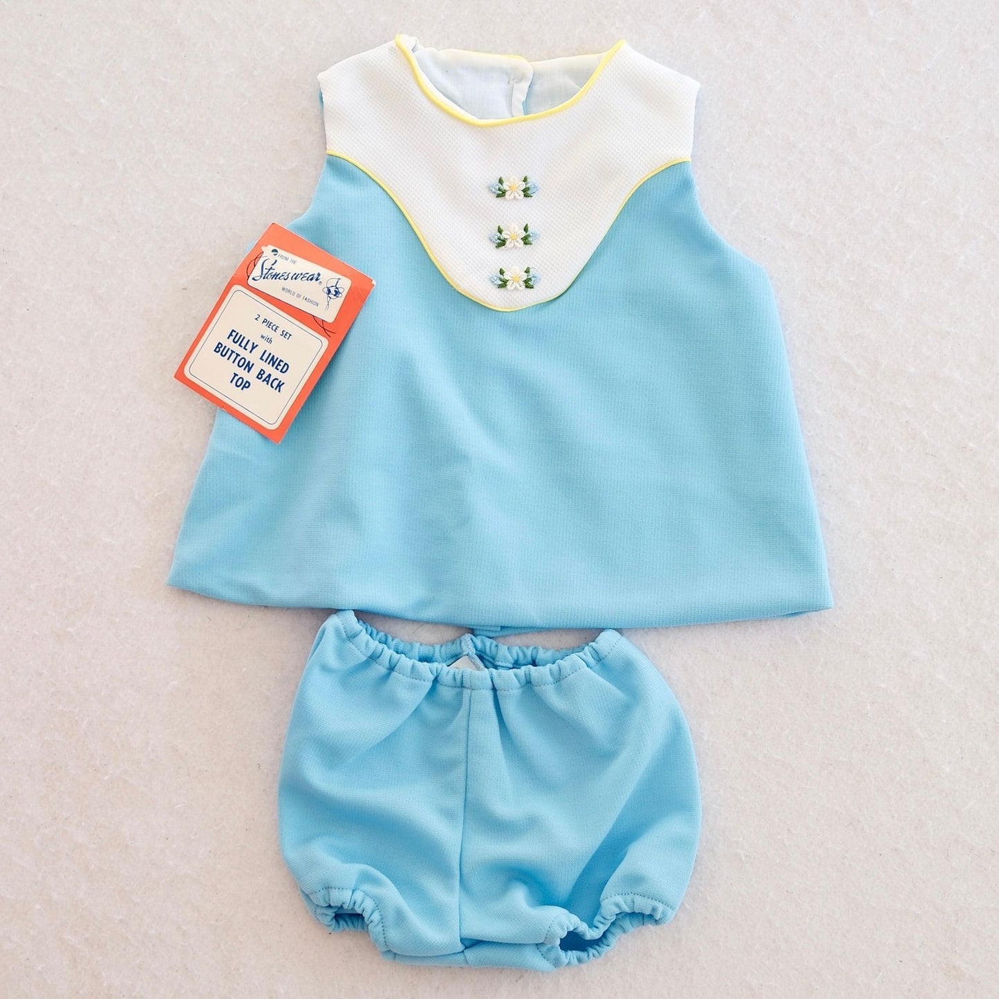 Vintage Stoneswear Blue Daisy Baby 2-Piece Set, NWT, 18M