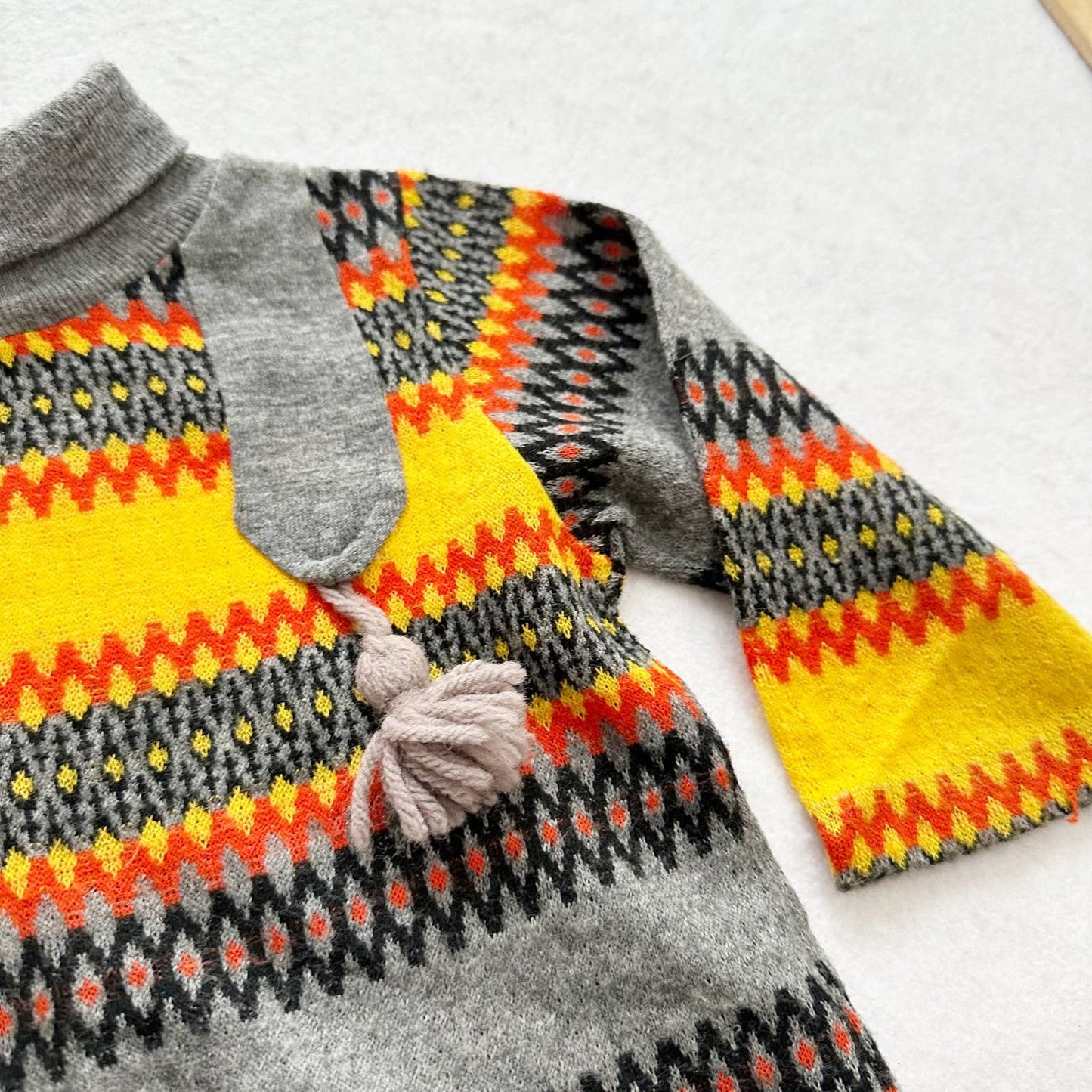 Vintage Sears Geo Stripe Pom Tee: 2/3T? - Yellow Clover Vintage Kids Clothes