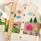 Vintage Copper Key Farm Scene Kids Cardigan Sweater - Yellow Clover Vintage Kids Clothes