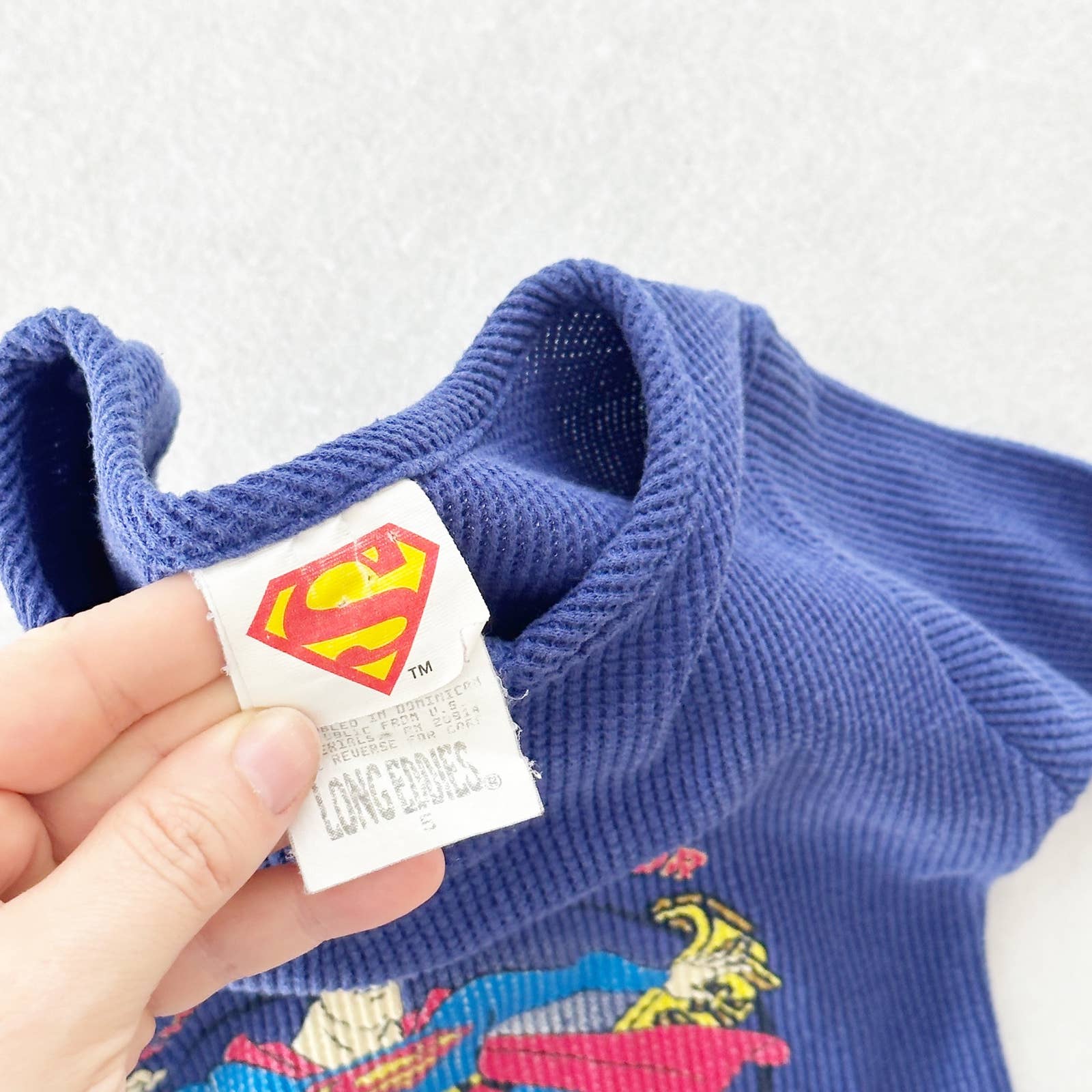 Vintage Superman Thermal Long Sleeve Tee: 2T - Yellow Clover Vintage Kids Clothes