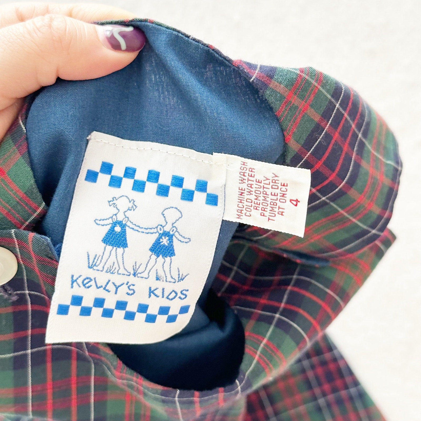 Vintage Kelly’s Kids Boutique Cow Appliqué Plaid Dress: 3T? - Yellow Clover Vintage Kids Clothes