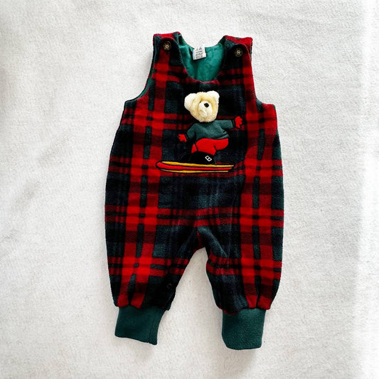 Vintage Unbranded Plush Teddy Bear Ski Romper: 12m? - Yellow Clover Vintage Kids Clothes