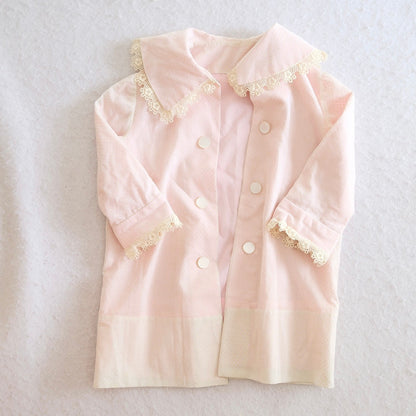 Vintage Handmade Pink Swiss Dot Lace-Trim Toddler Dress Coat, 3T?