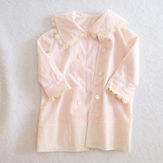 Vintage Handmade Pink Swiss Dot Lace-Trim Toddler Dress Coat, 3T?