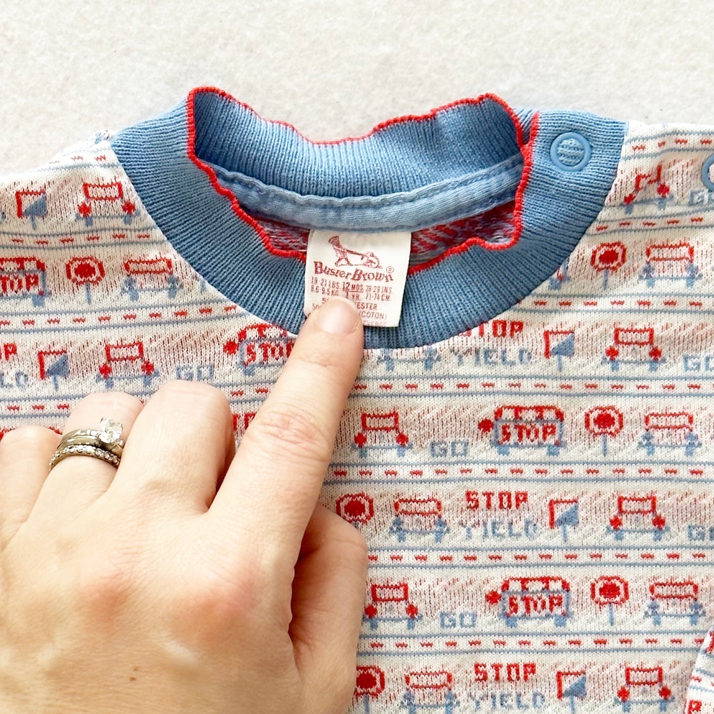 Vintage Buster Brown Traffic Signs Homespun Tee: 12/18m? - Yellow Clover Vintage Kids Clothes