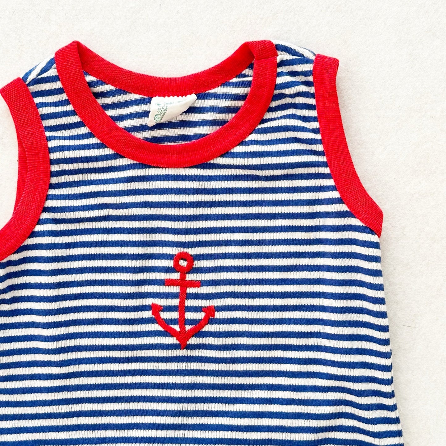 Vintage Toddletime Striped Anchor Tank Top: 3T? - Yellow Clover Vintage Kids Clothes
