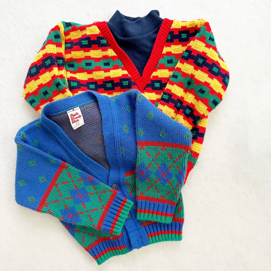 Vintage Primary Colors Sweater Bundle: 2T? - Yellow Clover Vintage Kids Clothes
