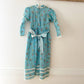 Vintage Blue Floral Flocked Maxi Dress: 6y? - Yellow Clover Vintage Kids Clothes