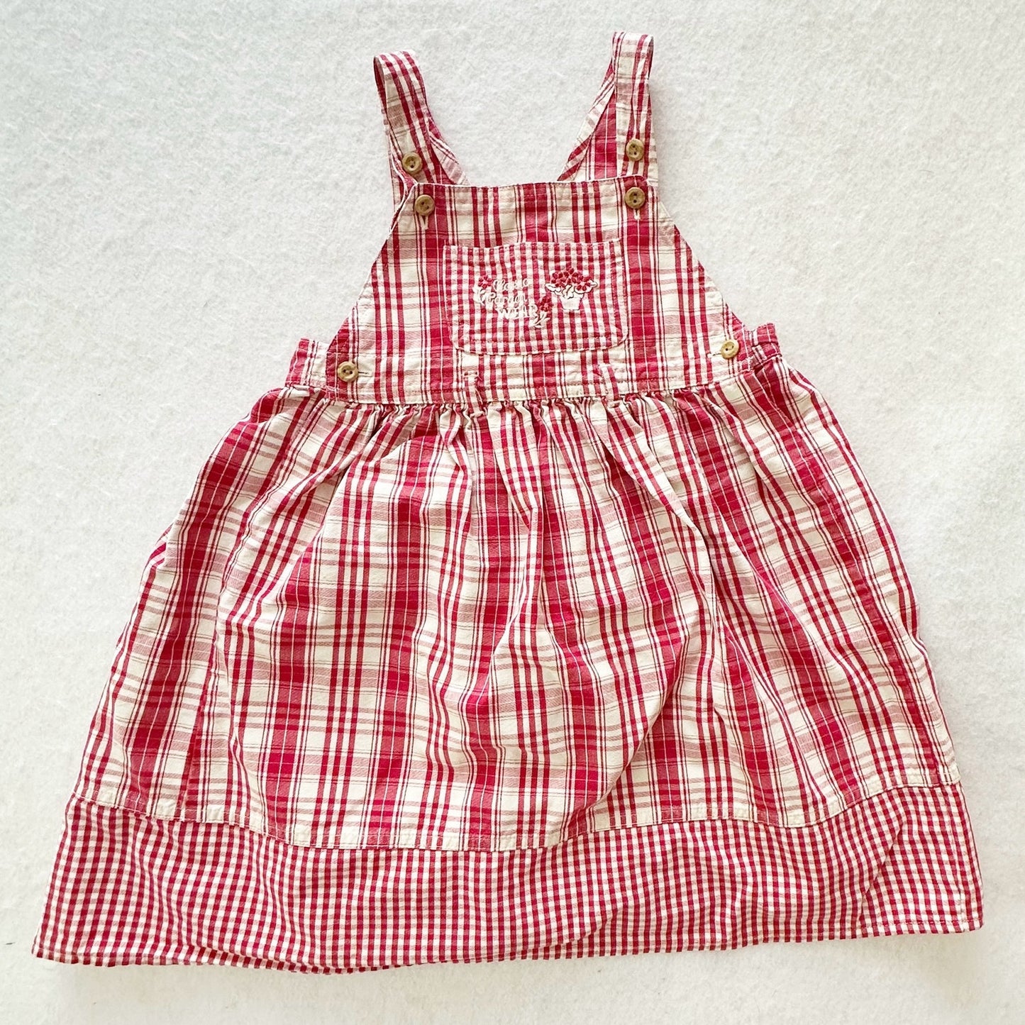 Vintage Marks & Spencer Plaid Jumper Skirtall: 4T? - Yellow Clover Vintage Kids Clothes