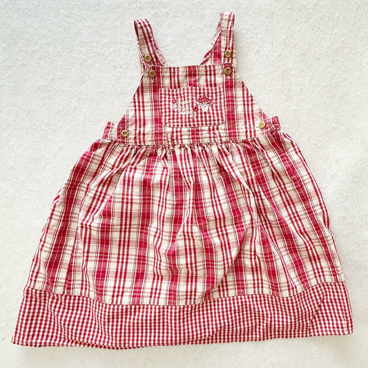 Vintage Marks & Spencer Plaid Jumper Skirtall: 4T? - Yellow Clover Vintage Kids Clothes