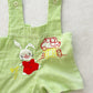 Vintage Green Striped Bunny Mechanic Romper: 3m? - Yellow Clover Vintage Kids Clothes