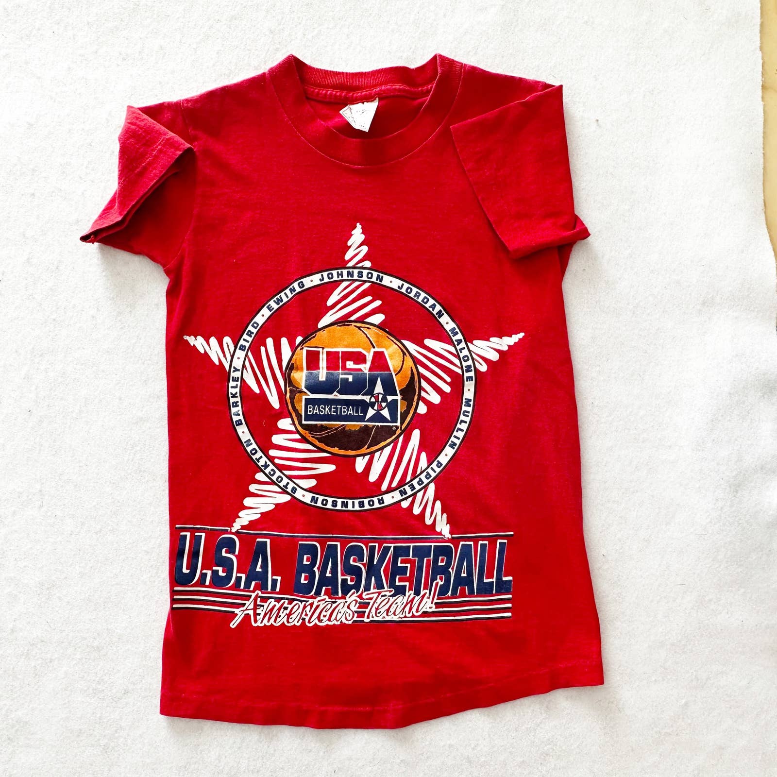 Vintage USA Basketball Single Stitch Tee: 8/10y? - Yellow Clover Vintage Kids Clothes
