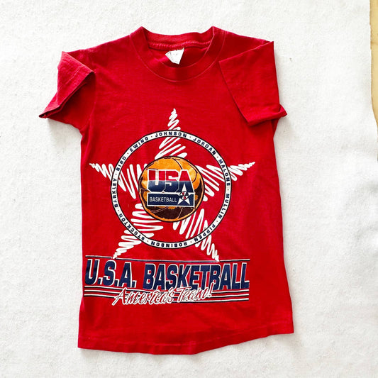 Vintage USA Basketball Single Stitch Tee: 8/10y? - Yellow Clover Vintage Kids Clothes