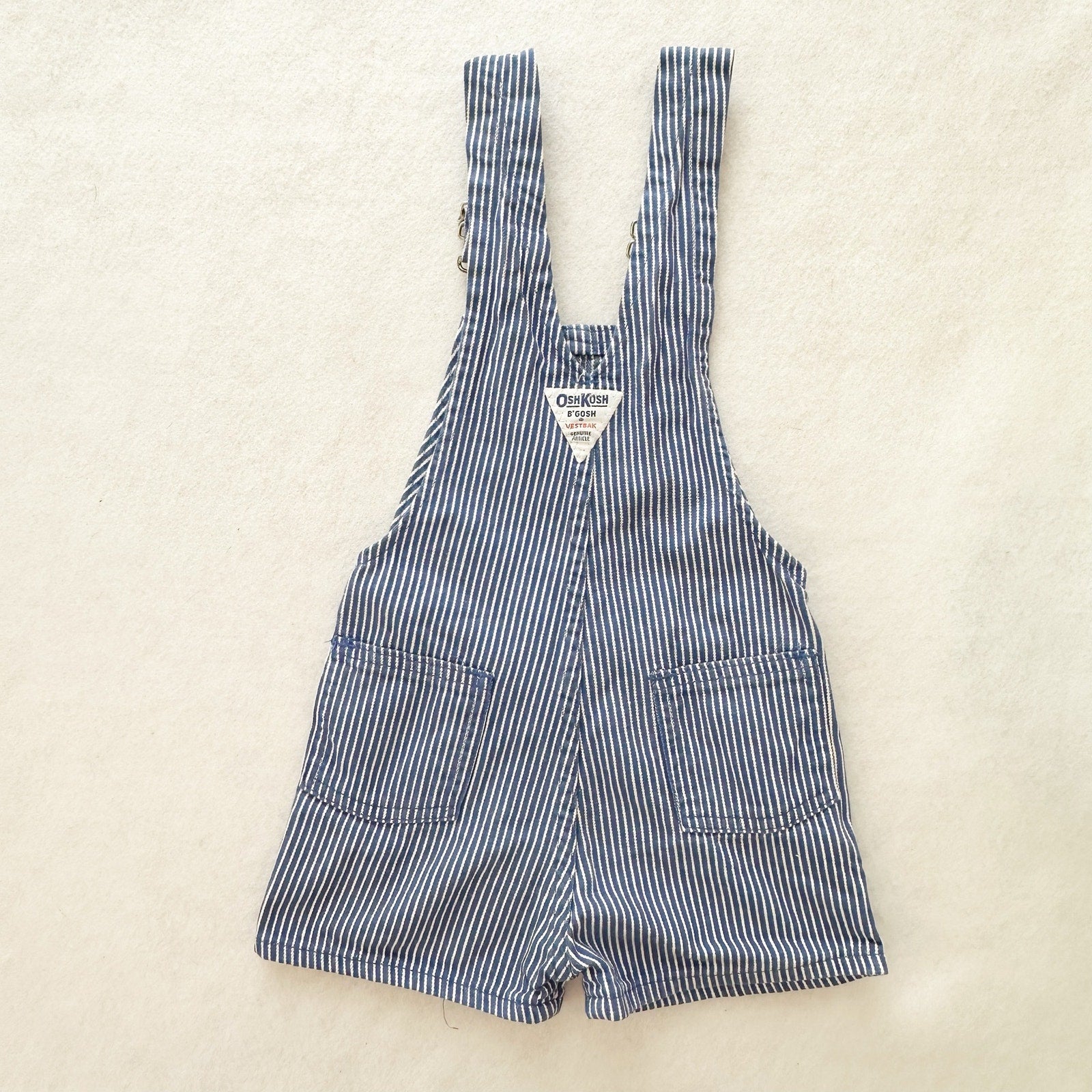 Vintage OshKosh Hickory Striped Blue Shortalls: 4T - Yellow Clover Vintage Kids Clothes
