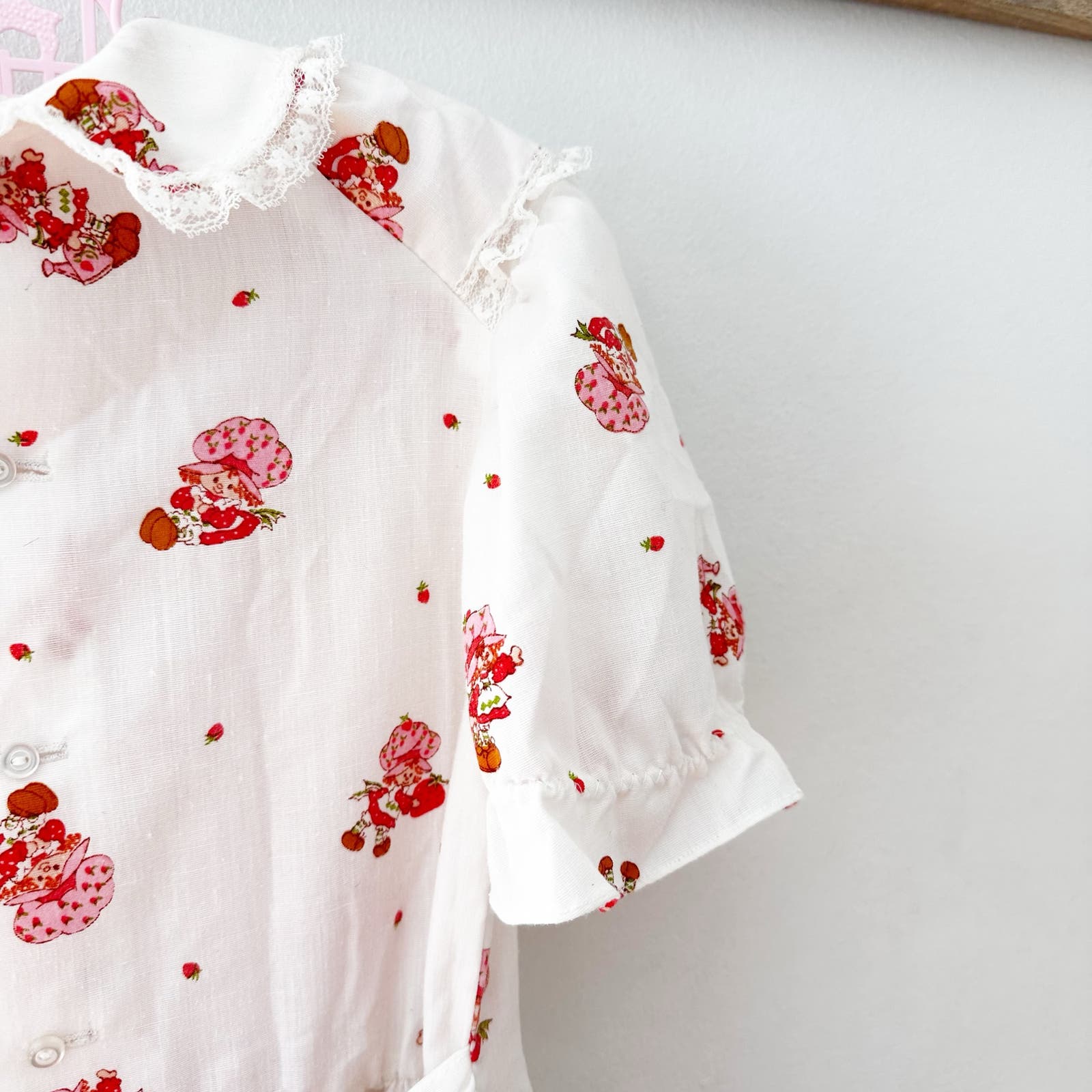 Vintage Handmade 80s Strawberry Shortcake Full Length Dress: 7y? - Yellow Clover Vintage Kids Clothes