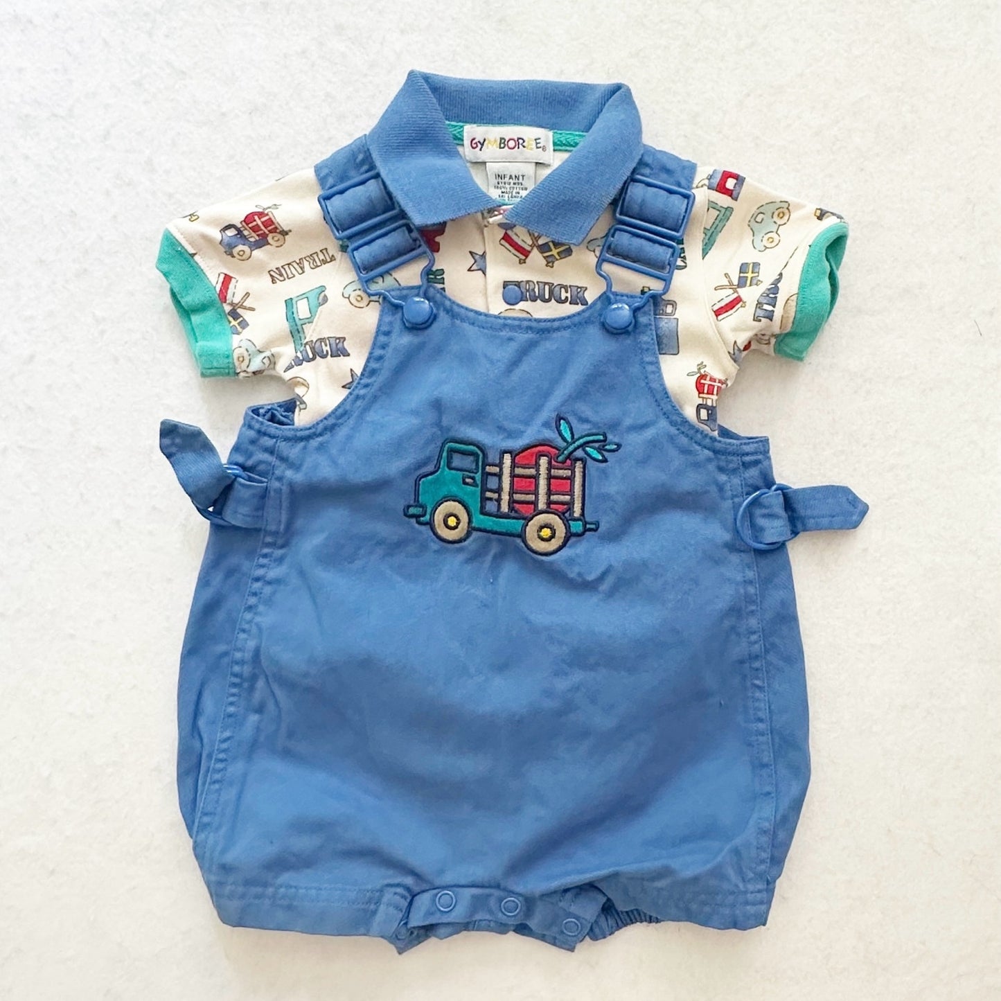 Vintage Gymboree Apple Farm Truck Romper Set: 12m - Yellow Clover Vintage Kids Clothes
