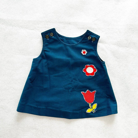 Vintage Unbranded Flower Applique Tank/Tunic: 12m-2T? - Yellow Clover Vintage Kids Clothes