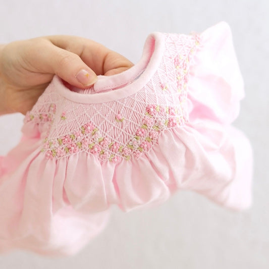 Modern Luli & Me Pink Smocked Baby Bishop Dress, 9M