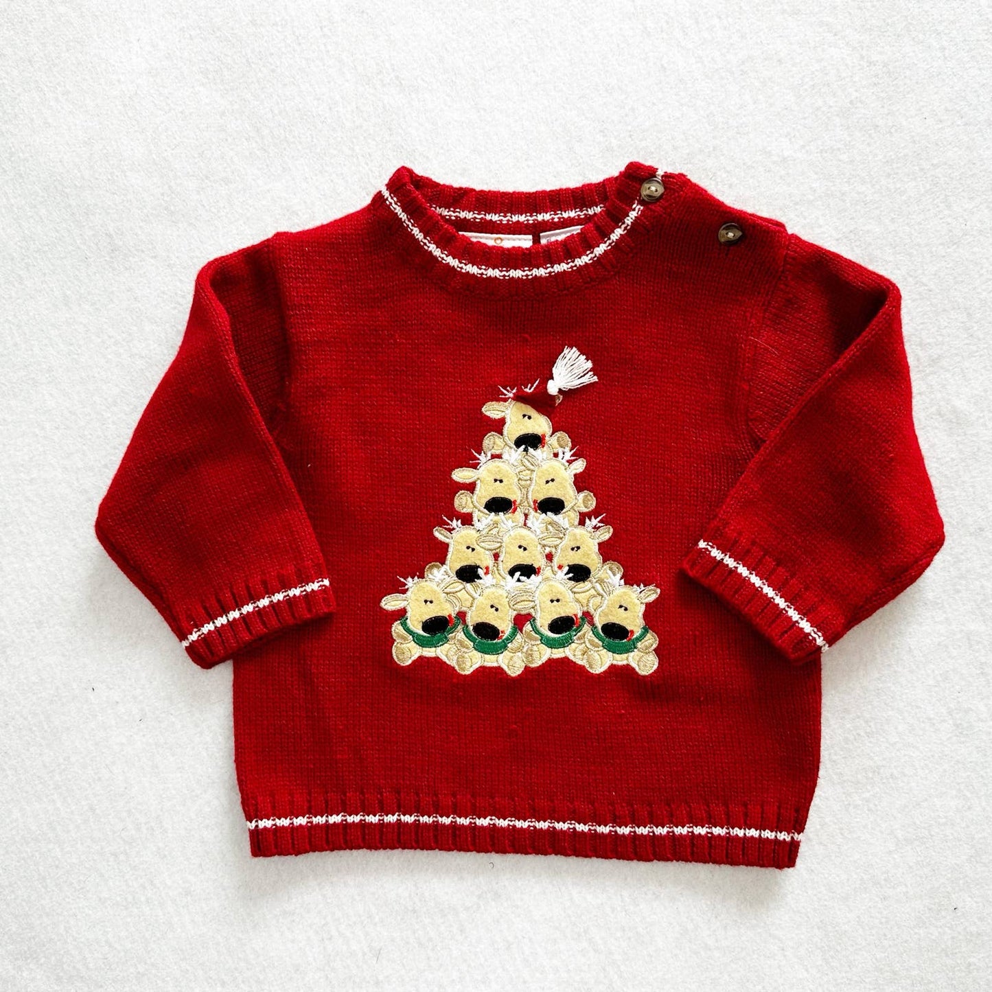 Vintage or Y2K BT Kids Reindeer Christmas Tree Sweater: 24m? - Yellow Clover Vintage Kids Clothes