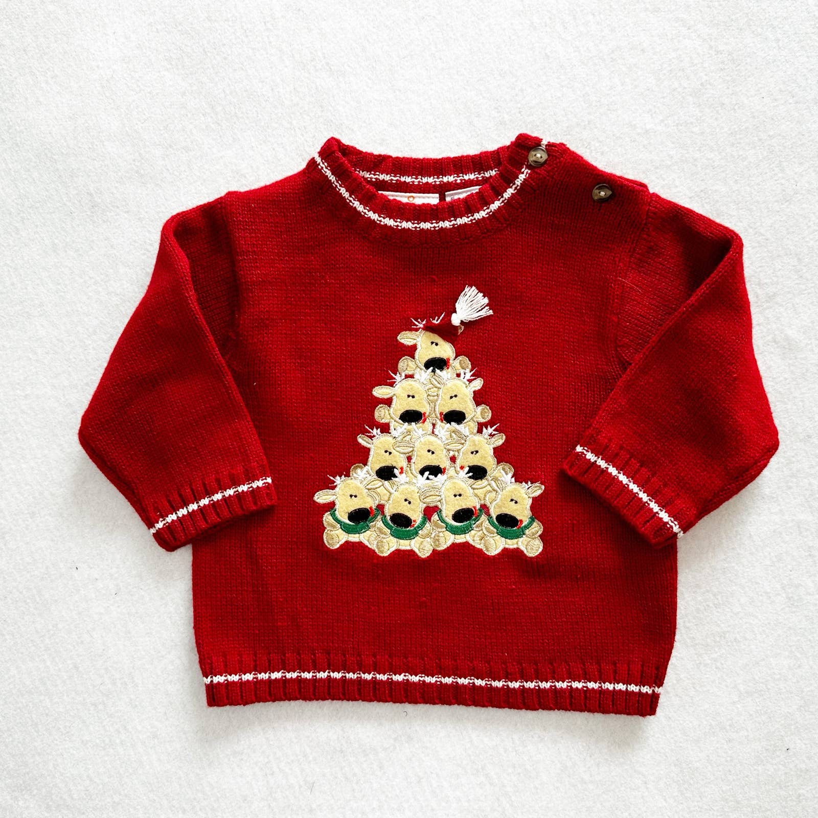 Vintage or Y2K BT Kids Reindeer Christmas Tree Sweater: 24m? - Yellow Clover Vintage Kids Clothes