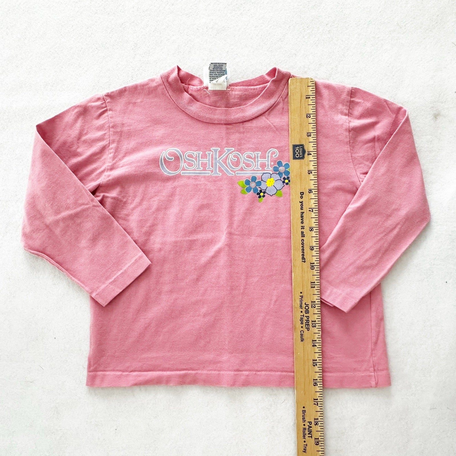 Vintage OshKosh Logo Pink Flower Long Sleeve Tee: 5T? - Yellow Clover Vintage Kids Clothes