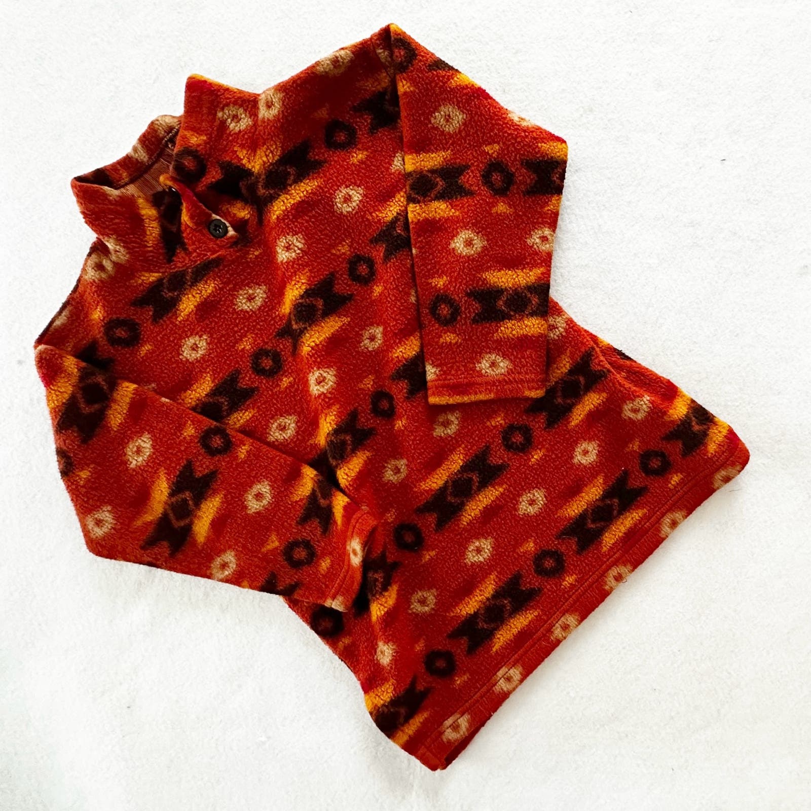 Vintage So Fun Kids Funnel Neck Print Fleece Pullover: 8y - Yellow Clover Vintage Kids Clothes