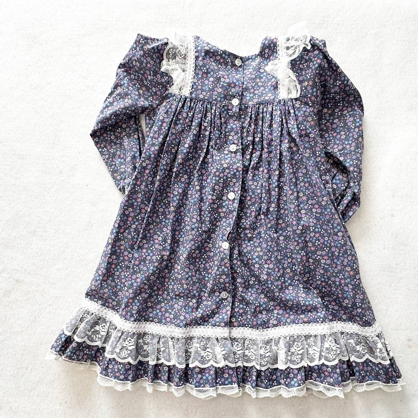 Vintage Bryan Lilac Calico Ditsy Floral Dress: 6y - Yellow Clover Vintage Kids Clothes