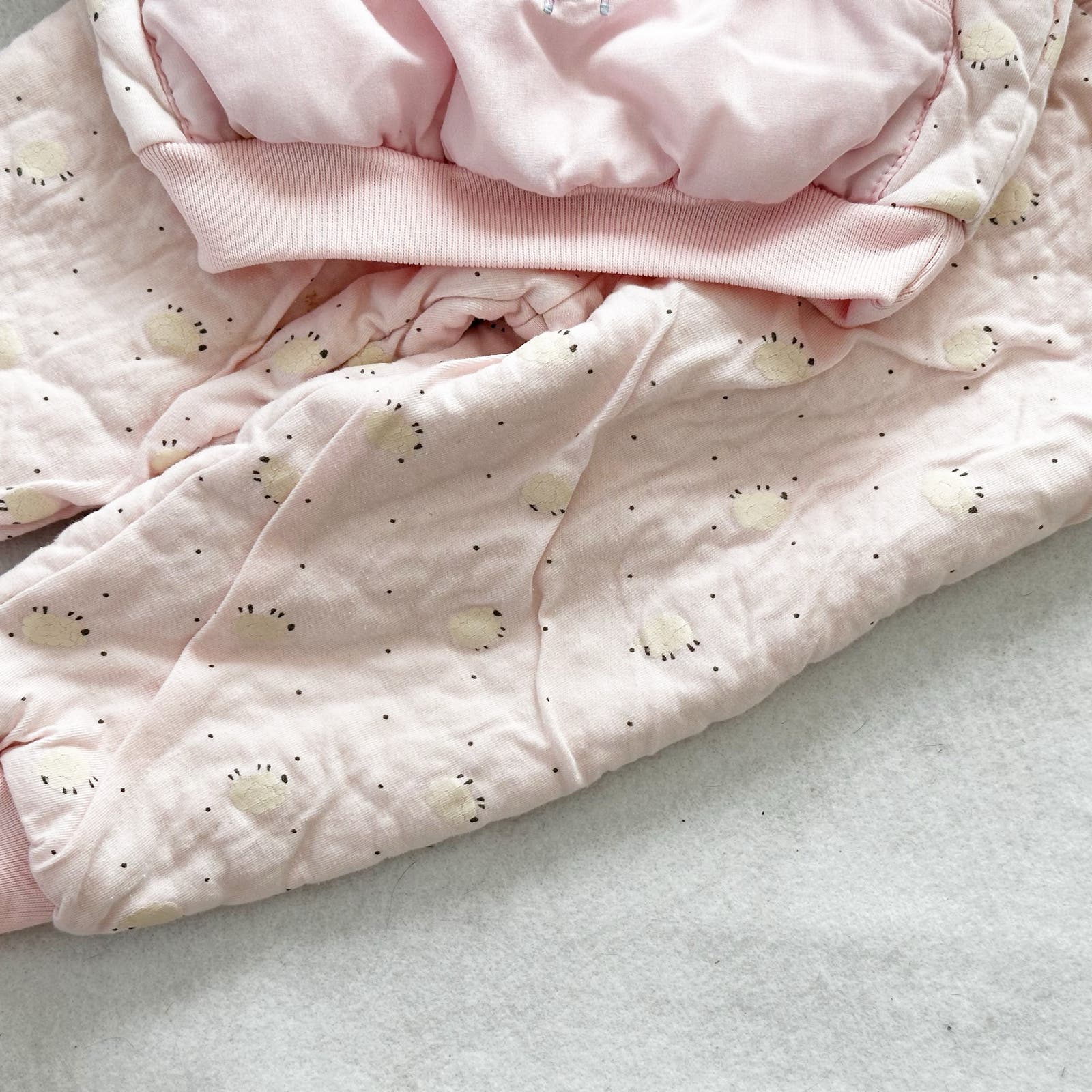 Vintage Flossy Sheep Applique Quilted Sweatshirt Set: 12m - Yellow Clover Vintage Kids Clothes