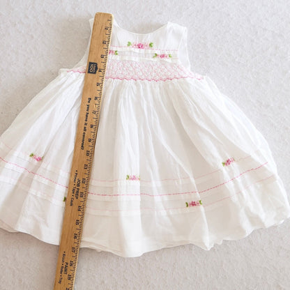Modern Laura Ashley White Smocked Floral Baby Dress, 12M