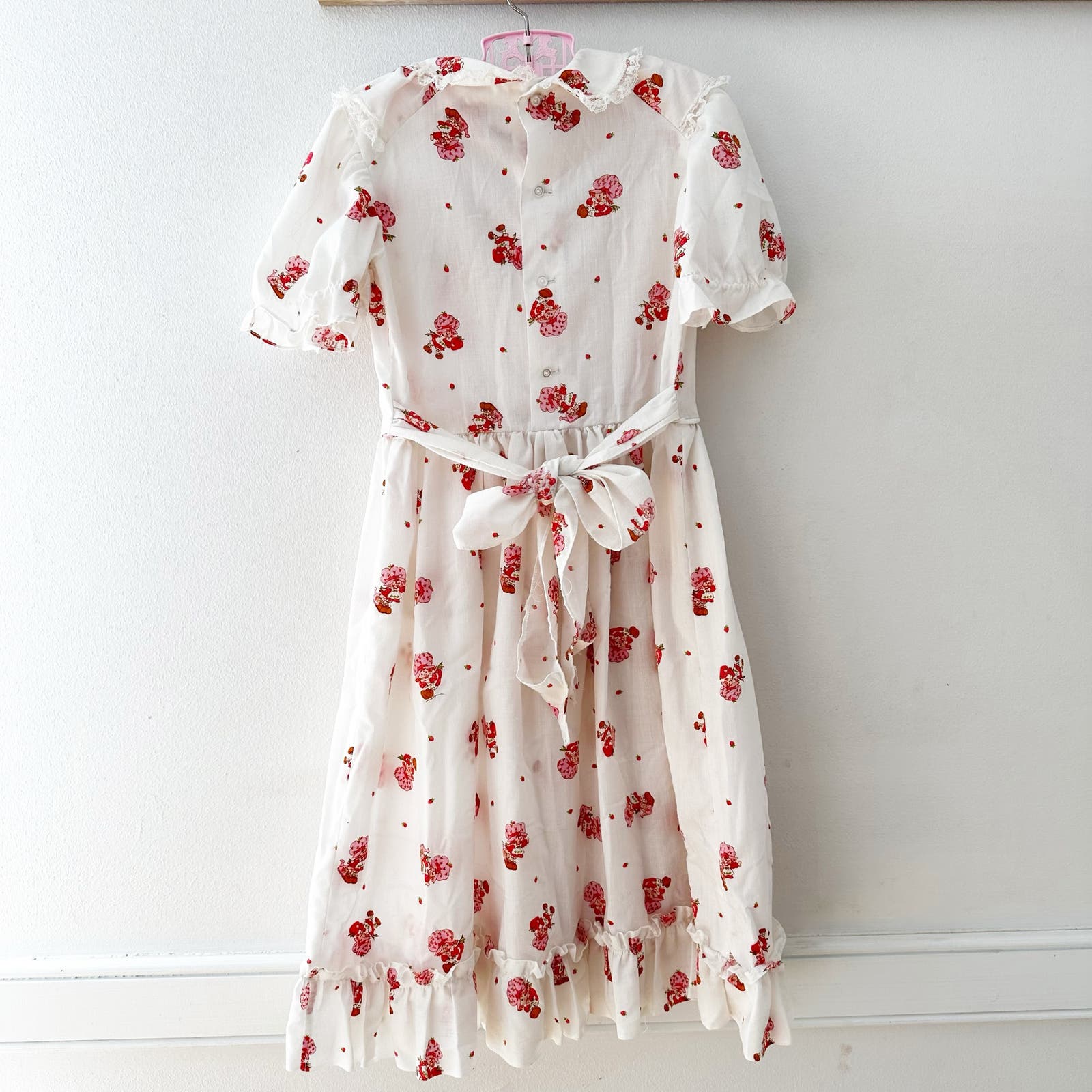 Vintage Handmade 80s Strawberry Shortcake Full Length Dress: 7y? - Yellow Clover Vintage Kids Clothes