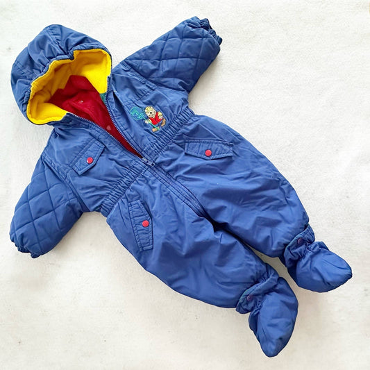 Vintage Weather Tamer Bear at Work Snowsuit Bunting: 12m+ - Yellow Clover Vintage Kids Clothes