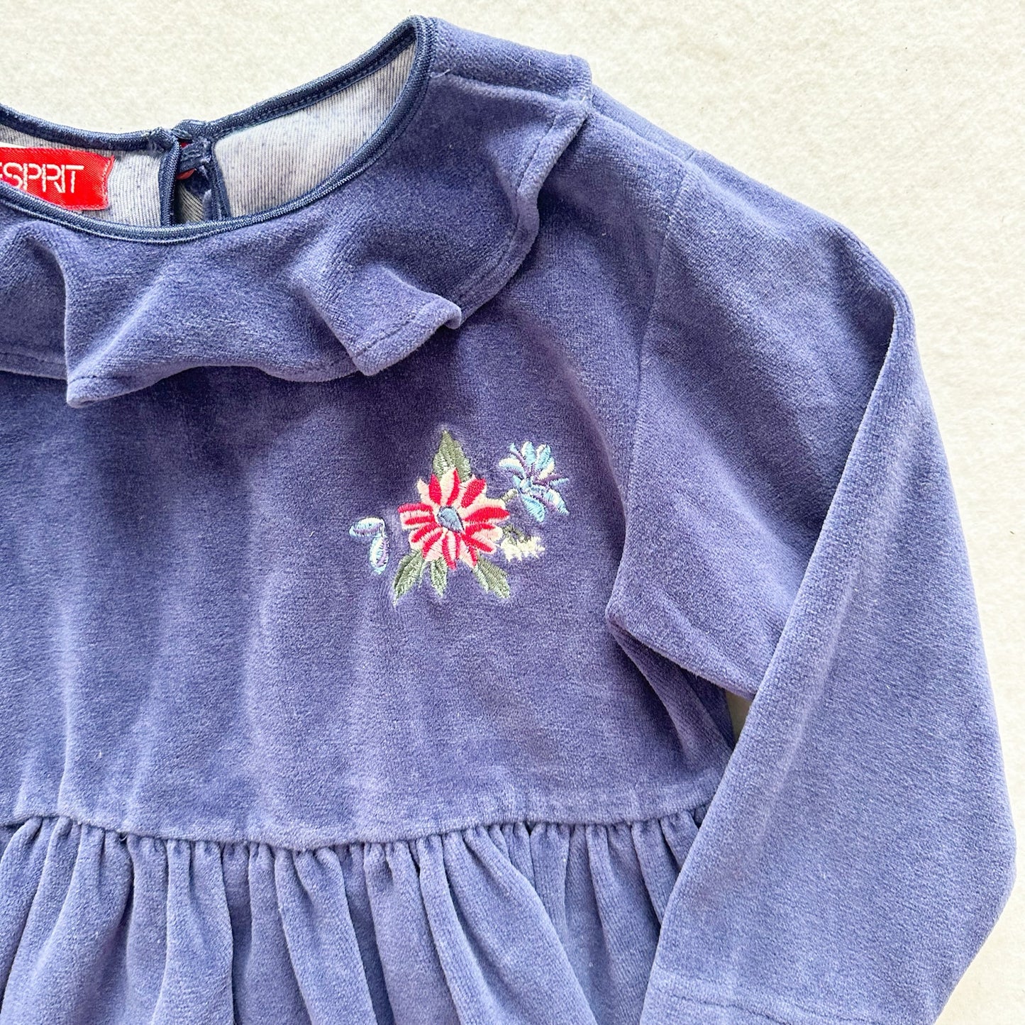 Vintage Esprit Velour Flower Embroidered Dress: 4T