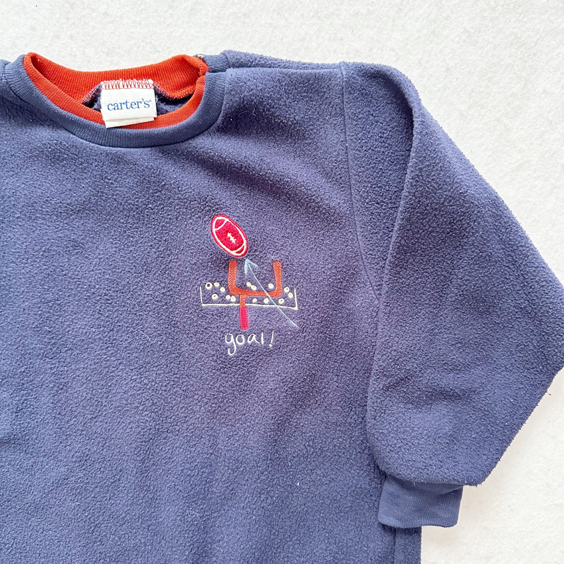 Vintage Carter’s Field Goal Embroidered Fleece Sweatshirt: 5T - Yellow Clover Vintage Kids Clothes