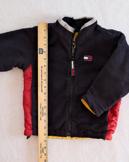 Vintage Tommy Hilfiger Reversible Navy + Yellow Fleece Jacket: 3T - Yellow Clover Vintage Kids Clothes