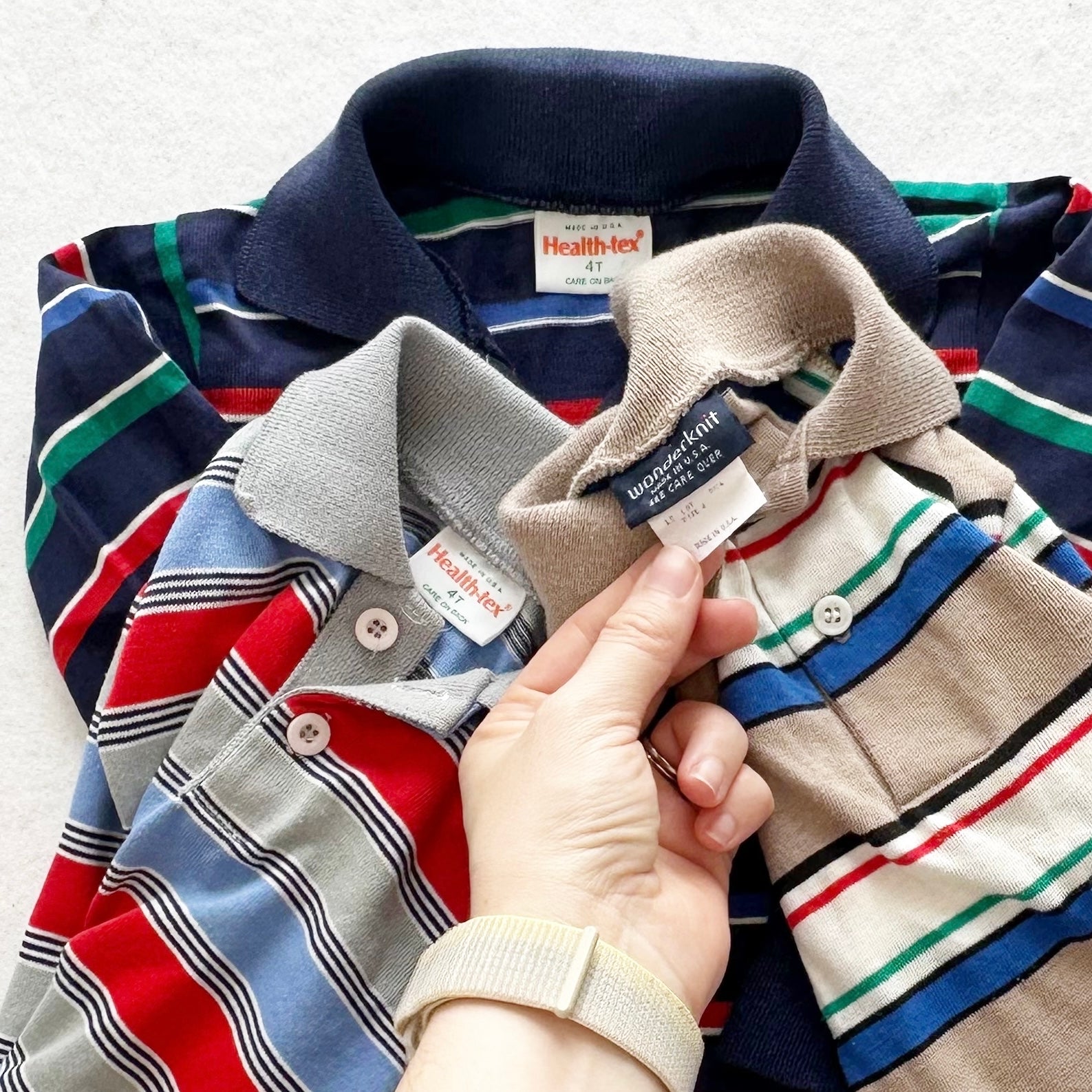 Vintage Healthtex + Wonderknit Striped Polo Bundles: 3T (?) - Yellow Clover Vintage Kids Clothes