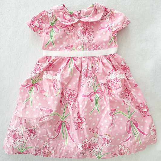 Y2K White Label Lilly Pulitzer Daylily Collared Dress - Yellow Clover Vintage Kids Clothes