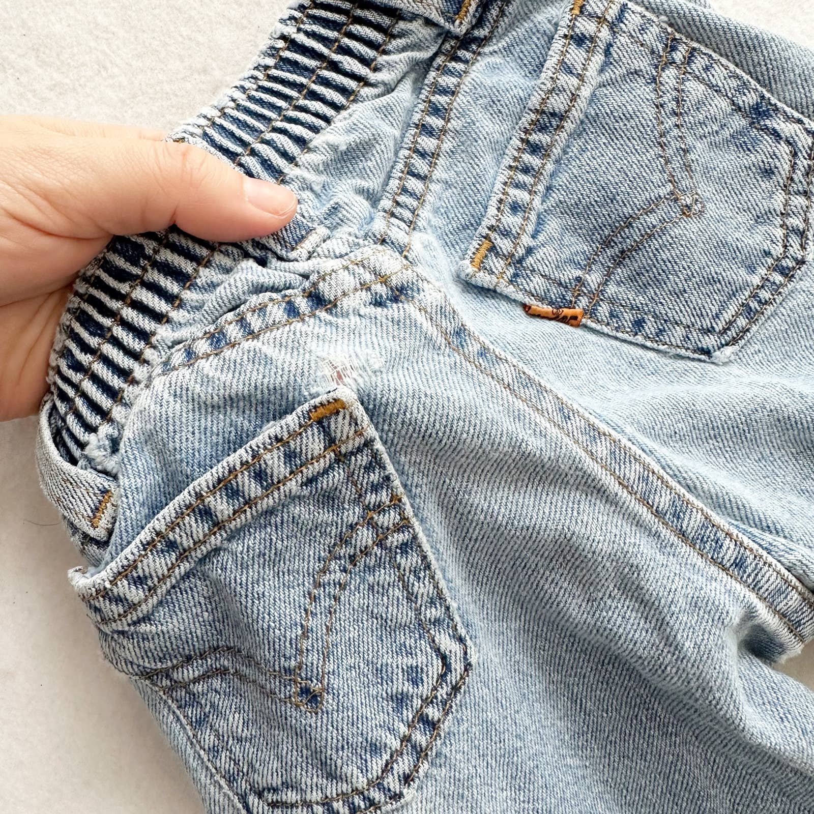 Vintage Levi’s Light Wash Orange Tab Jeans: 12m - Yellow Clover Vintage Kids Clothes