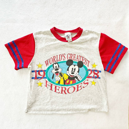 Vintage Mickey & Co. Greatest Heroes Tee: 10y? - Yellow Clover Vintage Kids Clothes