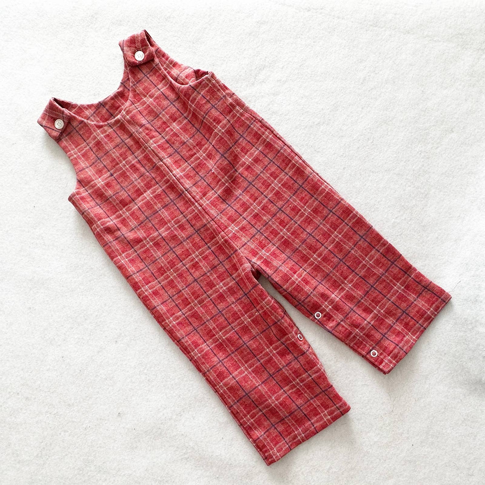 Vintage Toddly Winks Plaid Soft Longall Romper: 18/24m? - Yellow Clover Vintage Kids Clothes