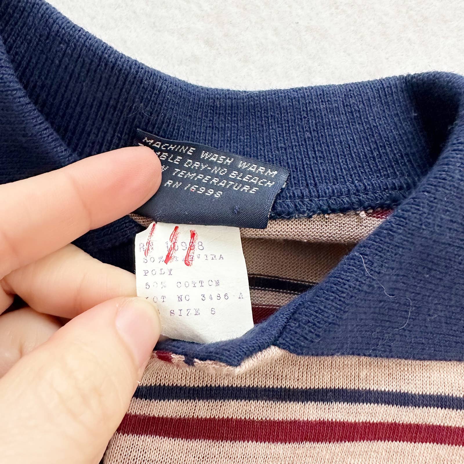 Vintage Wonderknit Tan Striped Polo: 6y? - Yellow Clover Vintage Kids Clothes