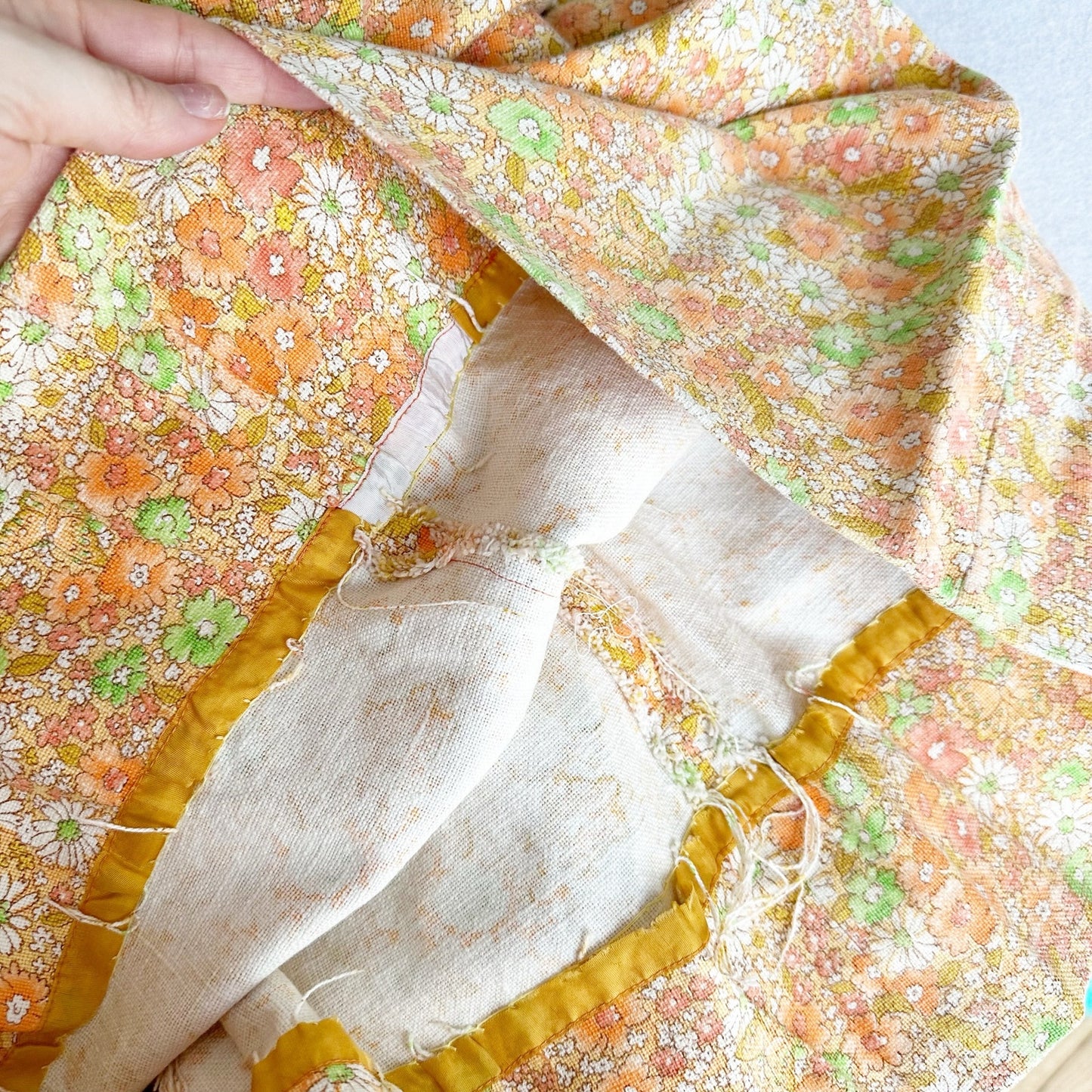 Vintage Handmade Light Orange Floral Shift Dress: 10y - Yellow Clover Vintage Kids Clothes