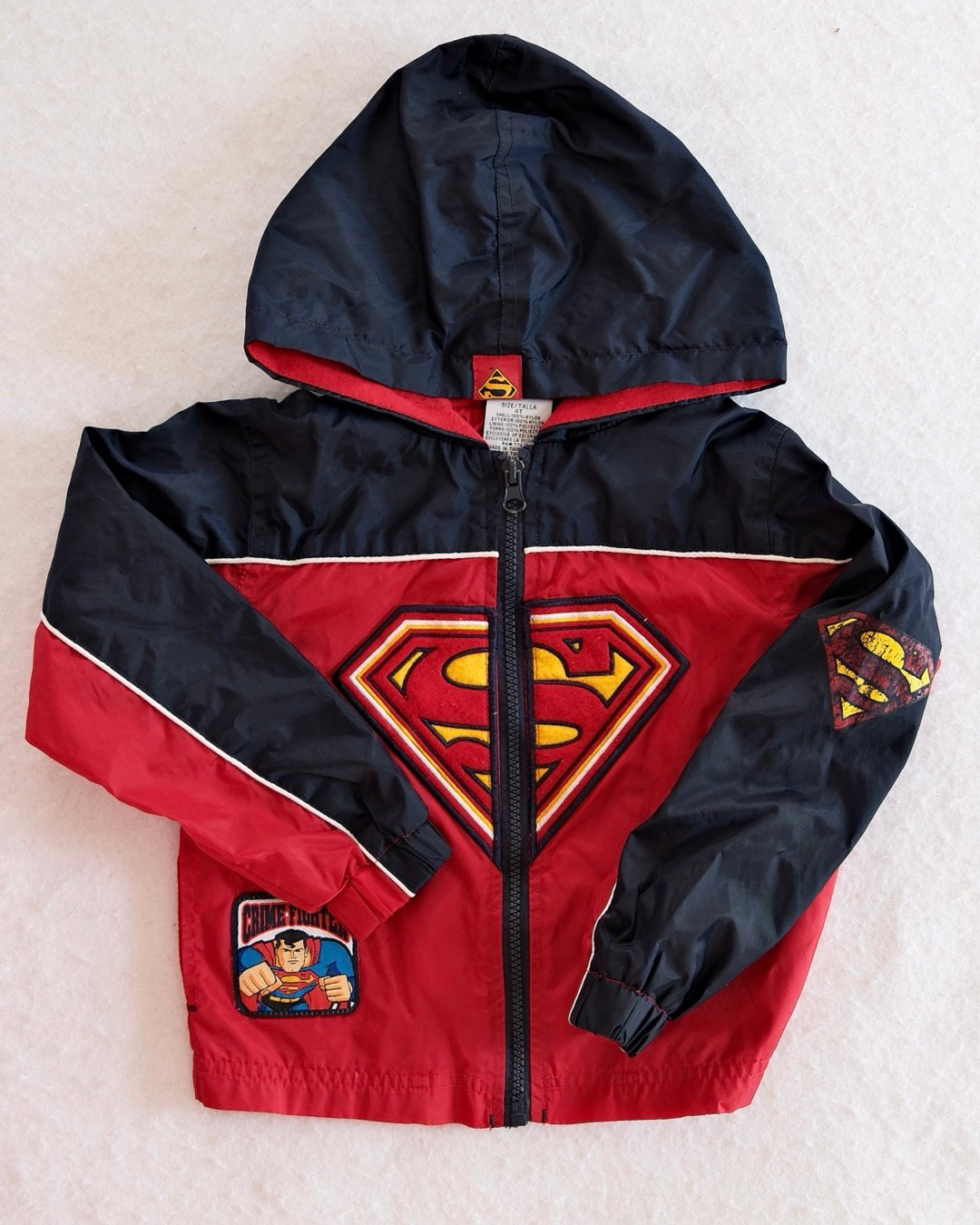 Y2K DC Comics Superman Hooded Jacket: 4T - Yellow Clover Vintage Kids Clothes
