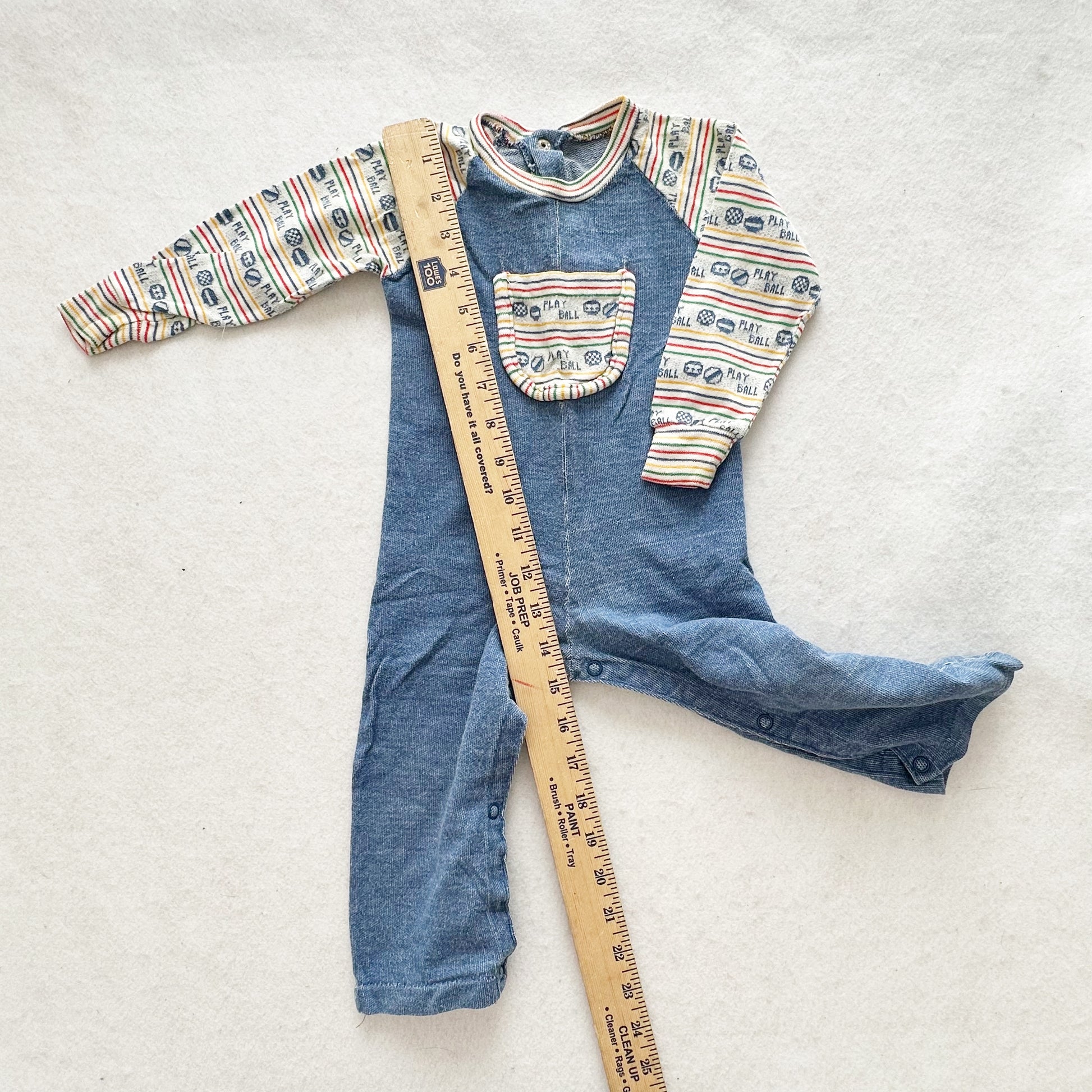 Vintage Play Ball Jumpsuit Romper: 12m? - Yellow Clover Vintage Kids Clothes