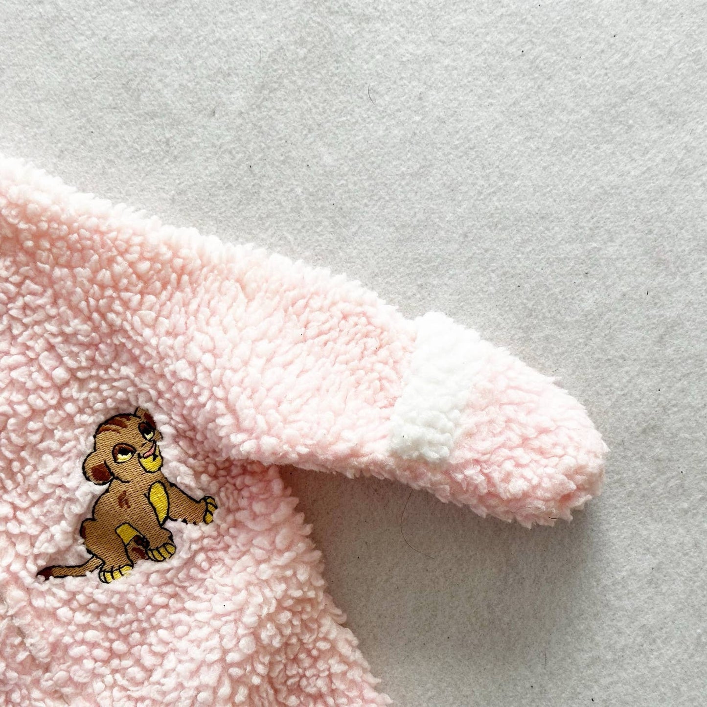 Vintage Disney Lion King Baby Simba Pink Sherpa Fleece Bunting: 12m? - Yellow Clover Vintage Kids Clothes