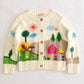 Vintage Copper Key Farm Scene Kids Cardigan Sweater - Yellow Clover Vintage Kids Clothes