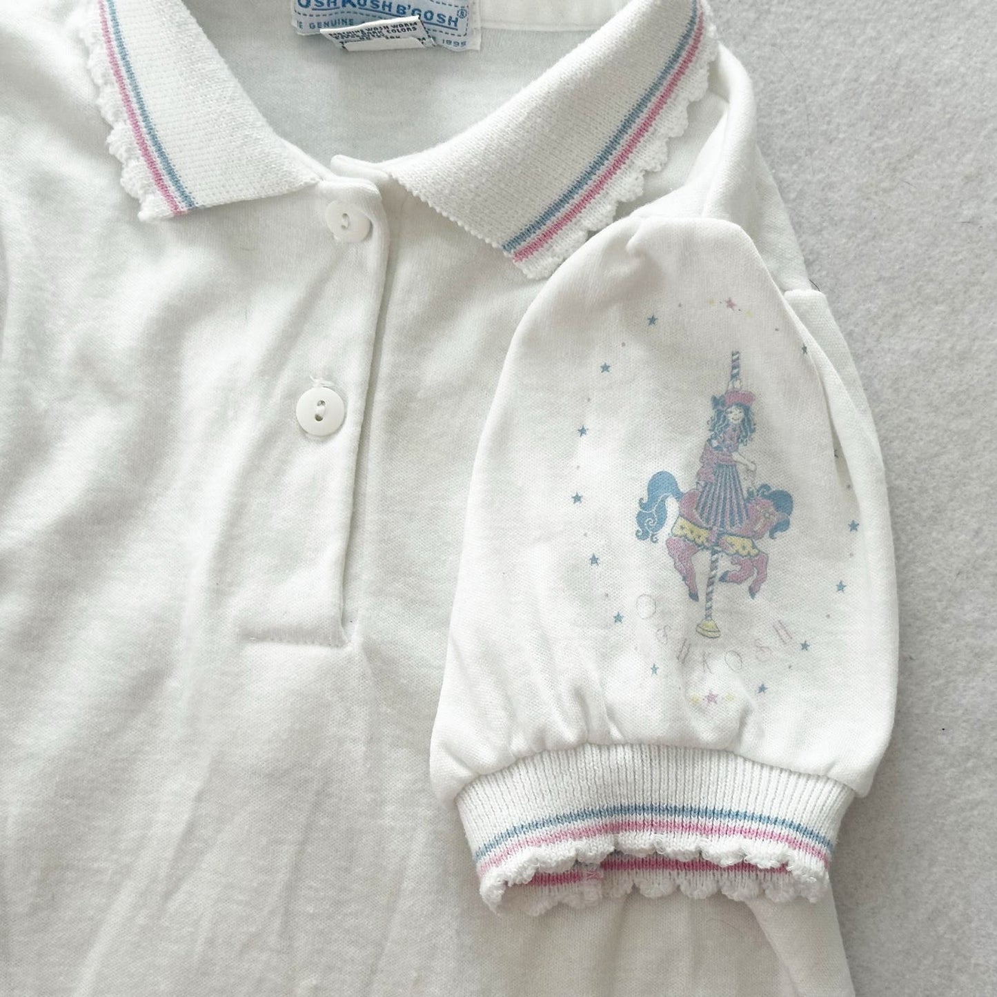 Vintage OshKosh Carousel Girl Short Sleeve Layer Top: 5T? - Yellow Clover Vintage Kids Clothes