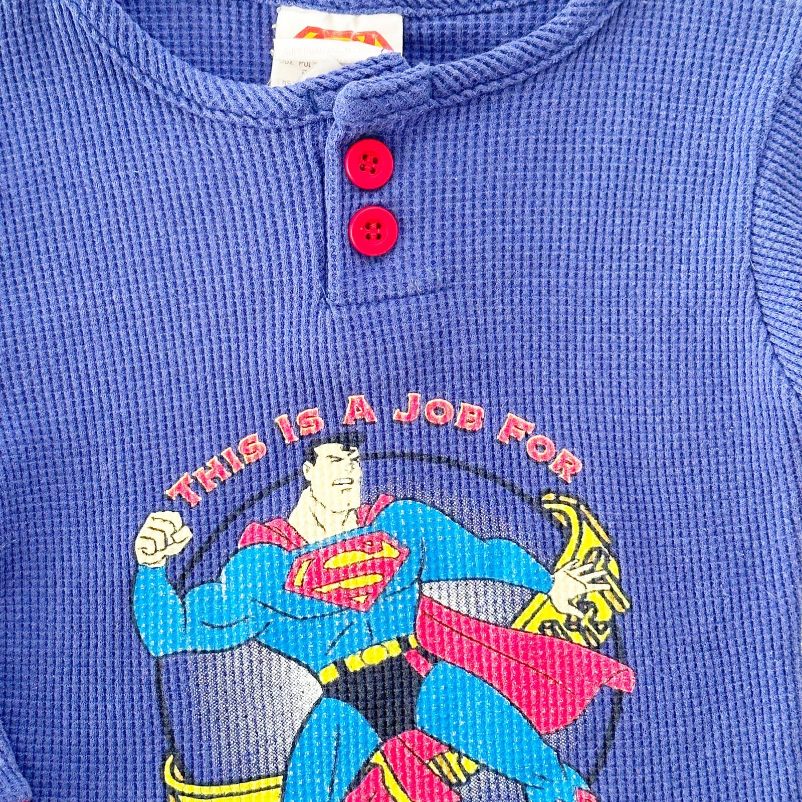Vintage Superman Thermal Long Sleeve Tee: 2T - Yellow Clover Vintage Kids Clothes