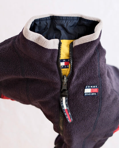 Vintage Tommy Hilfiger Reversible Navy + Yellow Fleece Jacket: 3T - Yellow Clover Vintage Kids Clothes